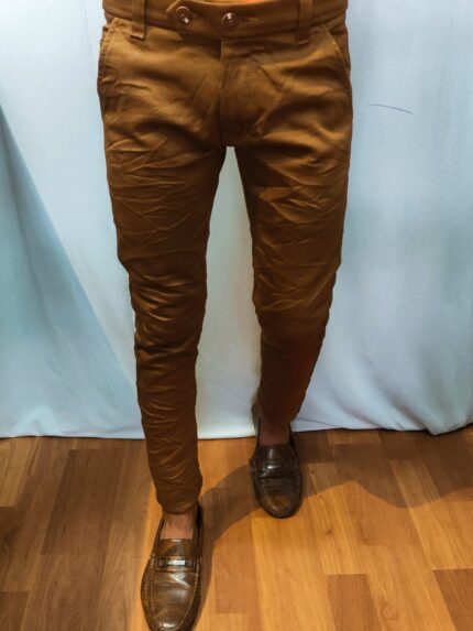 Brown Branded Cotton Pants For Men