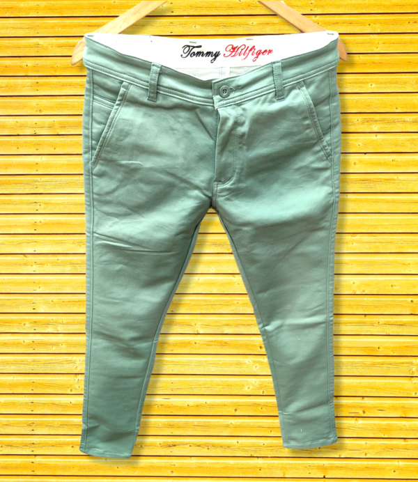 Green Branded Cotton Pants For Men