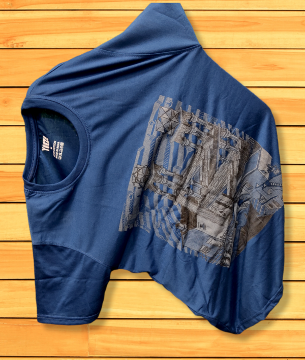 Blue Cotton Premium Half Sleeves T-shirt for Men