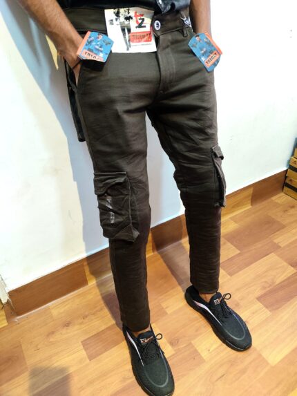 Black Cotton Cargo for Men