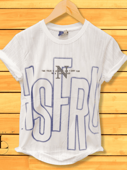 Branded White Printed Half Sleeve T-Shirt Trendy Graphic Tee