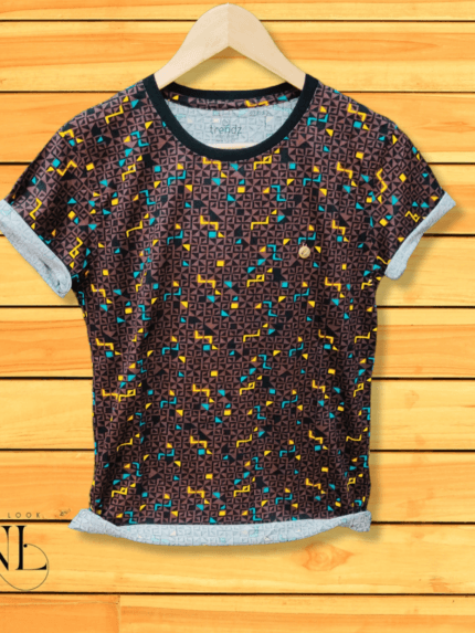 Dark Brown Printed Half Sleeve T-Shirt for Men Premium Cotton