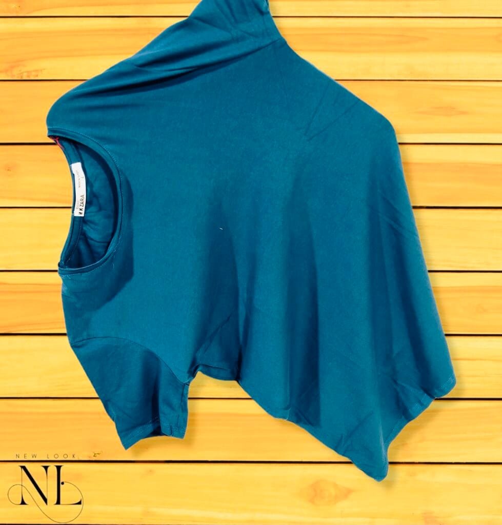 Zara Men's Turquoise Blue Plain Half T-Shirt Premium