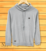 Grey High Neck T-shirt for Men