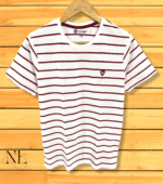 Bold Red Stripe Half-Sleeve T-Shirt Trendy Casual Wear