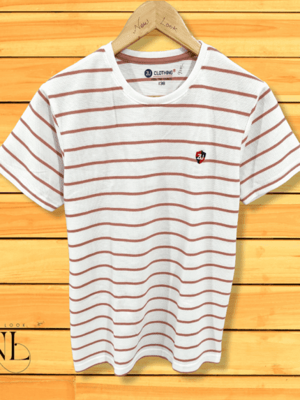 Stylish Pink Stripe Half-Sleeve T-Shirt Trendy Casual Wear