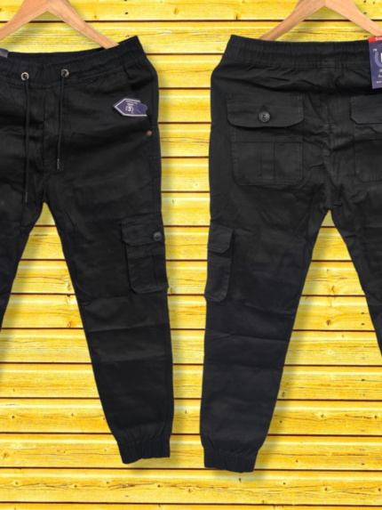 Black cargo pants for men