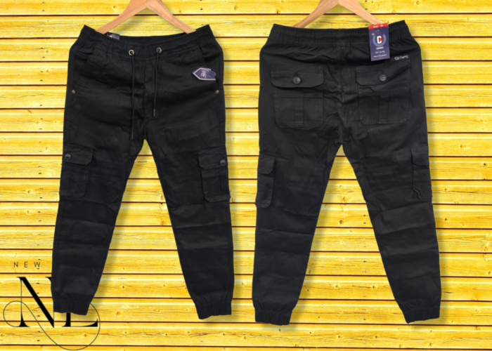 Black cargo pants for men