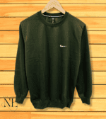 Dark Green Solid Sweatshirt for Men - Soft Cotton Fleece
