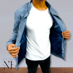 Blue Leather Jacket For Men