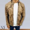 Dark Cream Leather Jacket For Men