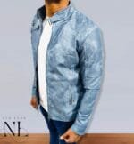 Blue Leather Jacket For Men