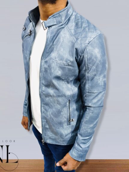 Blue Leather Jacket For Men