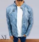 Blue Leather Jacket For Men