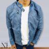 Blue Leather Jacket For Men