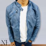 Blue Leather Jacket For Men