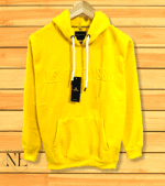 Yellow Solid Hoodie for Men Fleece Winter Essential