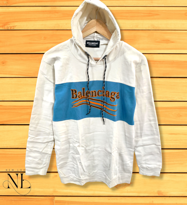 Clearance Sale White Printed Hoodie For Men