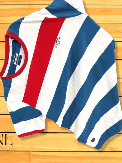 Men's White Half Stripe T-Shirt Wardrobe Essential