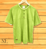 Men's Lite Green Popcorn T-Shirt Textured Casual Wear