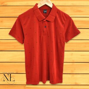 Orange Printed Polo T-shirt For Men