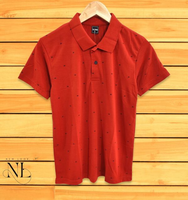 Orange Printed Polo T-shirt For Men