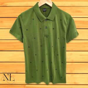 Green Printed Polo T-shirt For Men