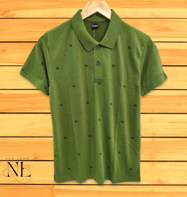 Green Printed Polo T-shirt For Men