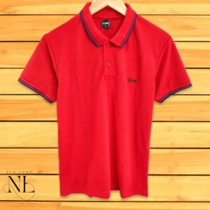 Pink Plain Polo T-shirt For Men