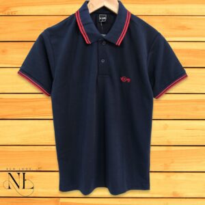 Blue Plain Polo T-shirt For Men