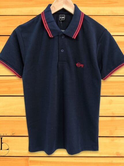 Men's Deep Blue Plain Polo T-Shirt Premium Casual Wear