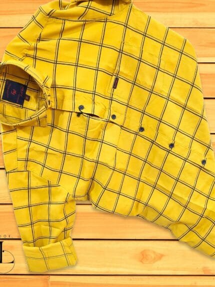 Yellow Checks Shirt for Men
