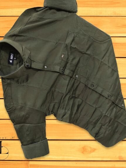 Dark Green Plain Full sleeve shirt