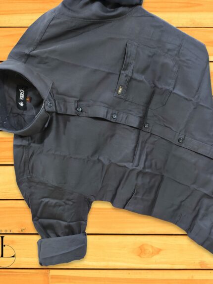 Dark Grey Plain Full sleeve shirt