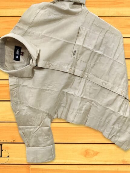 Cream Plain Full sleeve shirt