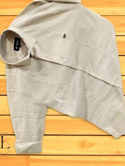 Cream Plain Full sleeve shirt