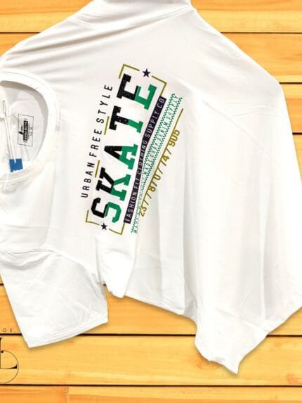 Men's White Printed T-Shirt Tencel Lycra Breathable Luxury