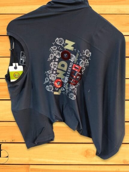 Men's Navy Blue Printed T-Shirt Tencel Lycra Breathable & Stylish