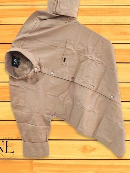 Cream Plain Full sleeve shirt