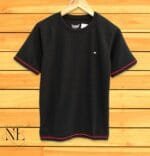 Men's Black Meti Plain Half T-Shirt Premium