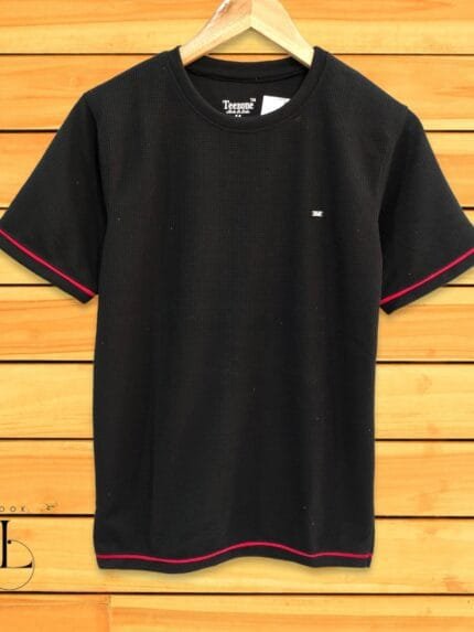 Men's Black Meti Plain Half T-Shirt Premium