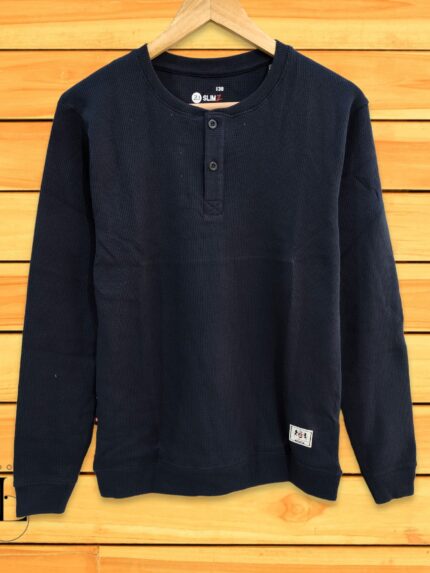 Henley T-Shirt For Men Navy Blue