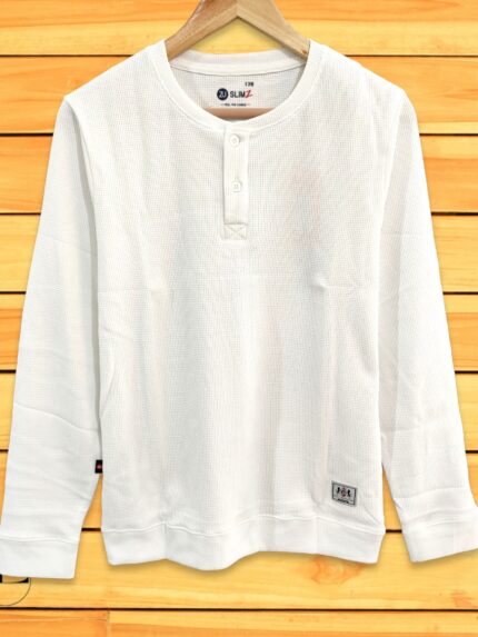 Henley T-Shirt For Men White