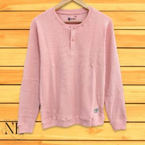 Henley T-Shirt For Men Pink