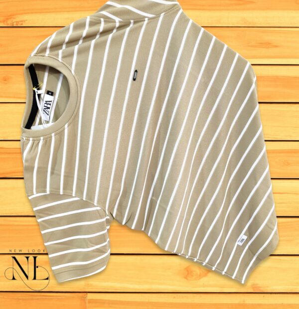 Cream Stripes Tshirt Half sleeve