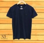 Men's Navy Blue Plain Half-Sleeve T-Shirt Premium 220 GSM