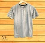 Stripe Lite Grey Half T-Shirt Breathable Relaxed Fit