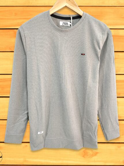 Grey Plain T-Shirt Full Sleeve