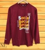 Stylish Maroon Printed Full T-Shirt for Men | Trendy Casual