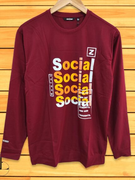 Imported Maroon T-Shirt Full Sleeve